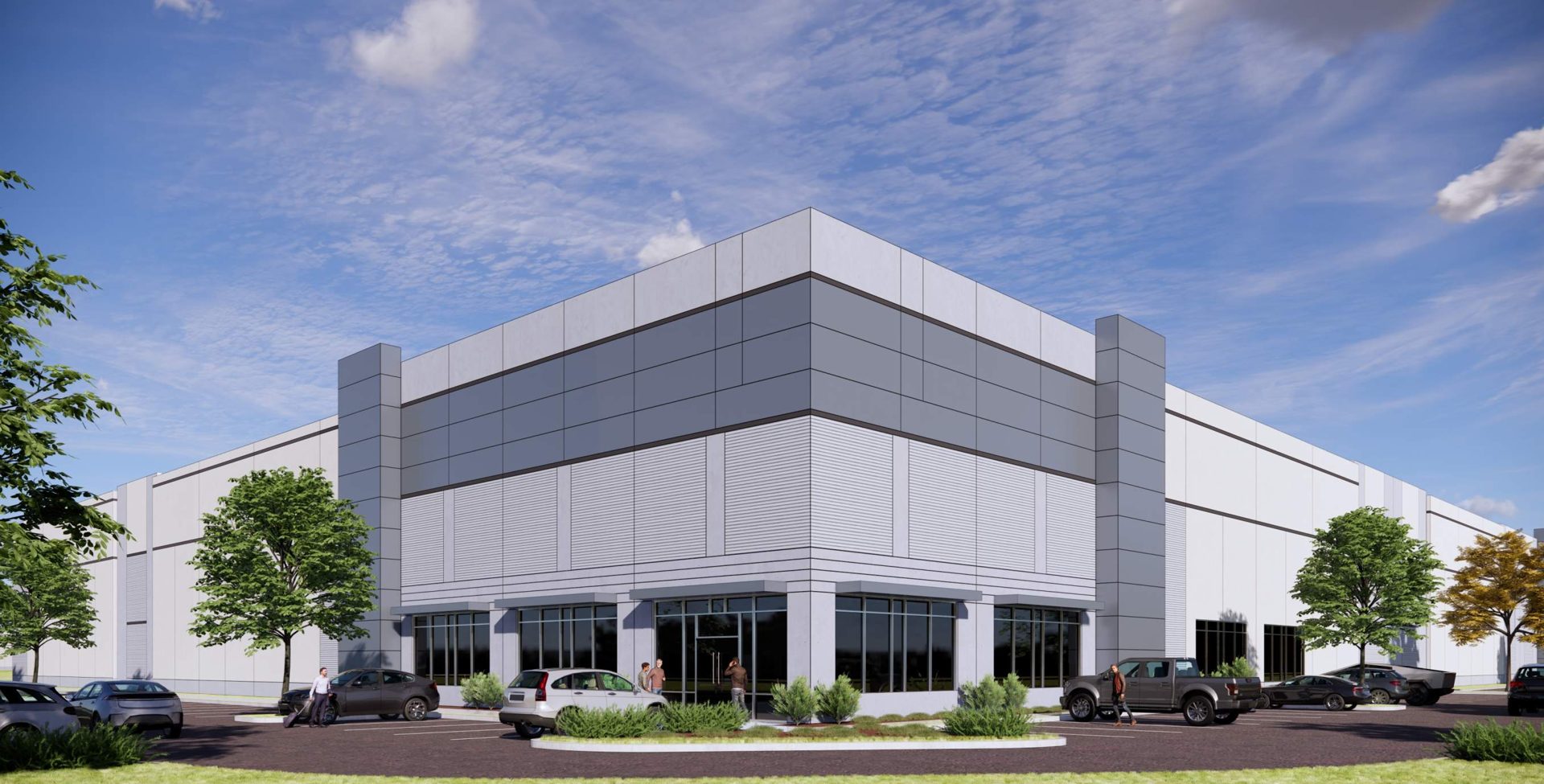 Gateway Business Park — front office corner rendering